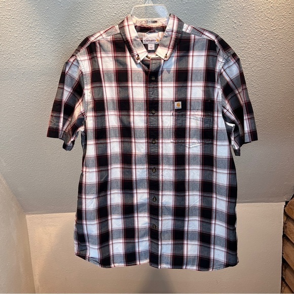 CARHARTT NWOT Men’s Short Sleeve Cotton Button Down Shirt. Double Chest Pocket - Picture 1 of 9